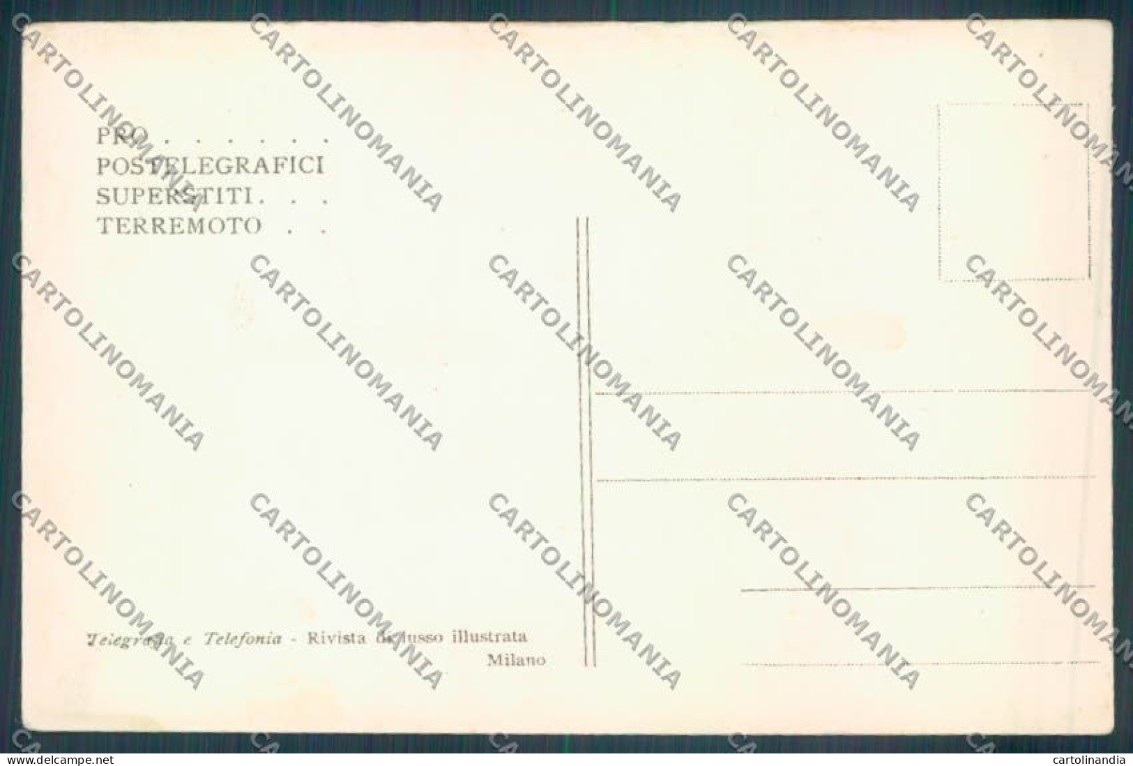 Messina Terremoto Città Poste SCOLLATA IN PARTE Cartolina ZB9894 - Messina