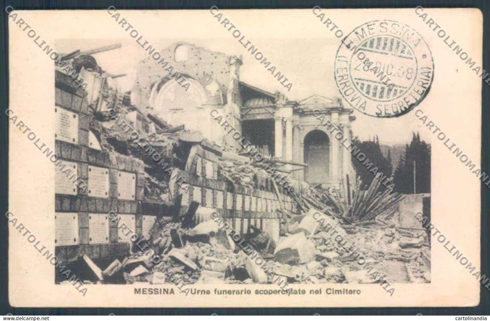 Messina Terremoto Città Poste SCOLLATA IN PARTE Cartolina ZB9896 - Messina