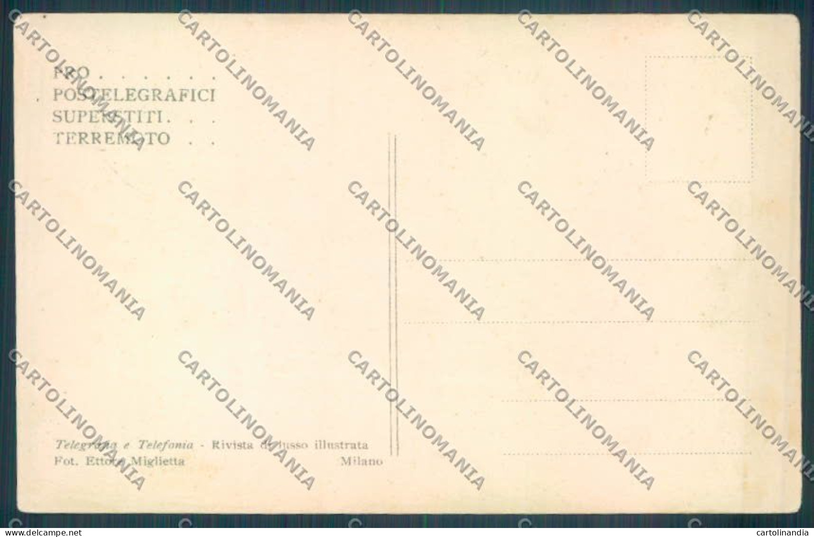 Messina Terremoto Città Poste SCOLLATA IN PARTE Cartolina ZB9896 - Messina