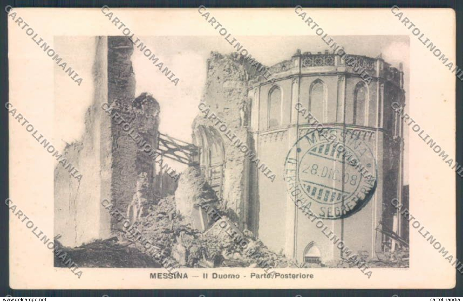 Messina Terremoto Città Poste SCOLLATA IN PARTE Cartolina ZB9898 - Messina