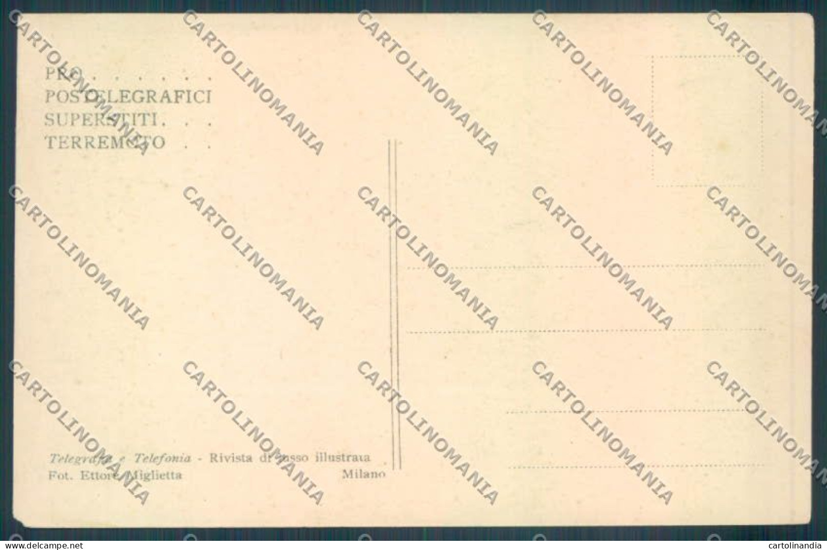 Messina Terremoto Città Poste SCOLLATA IN PARTE Cartolina ZB9897 - Messina