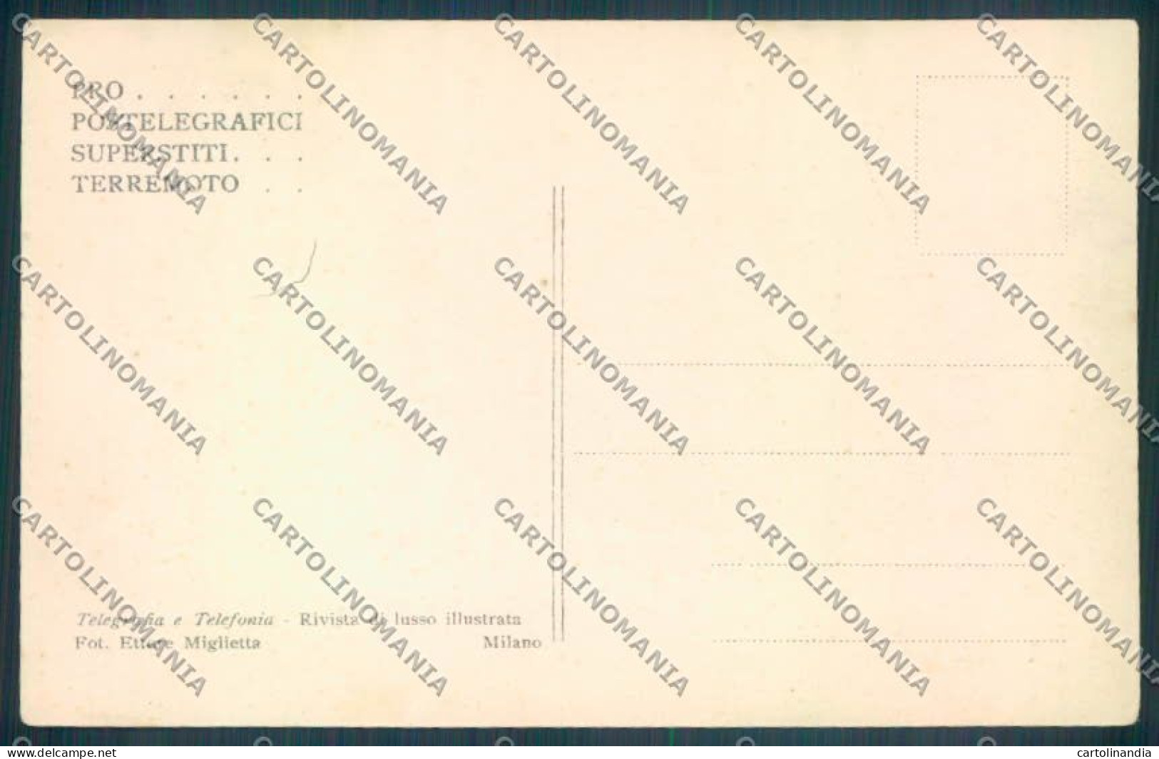 Messina Terremoto Città Poste SCOLLATA IN PARTE Cartolina ZB9906 - Messina