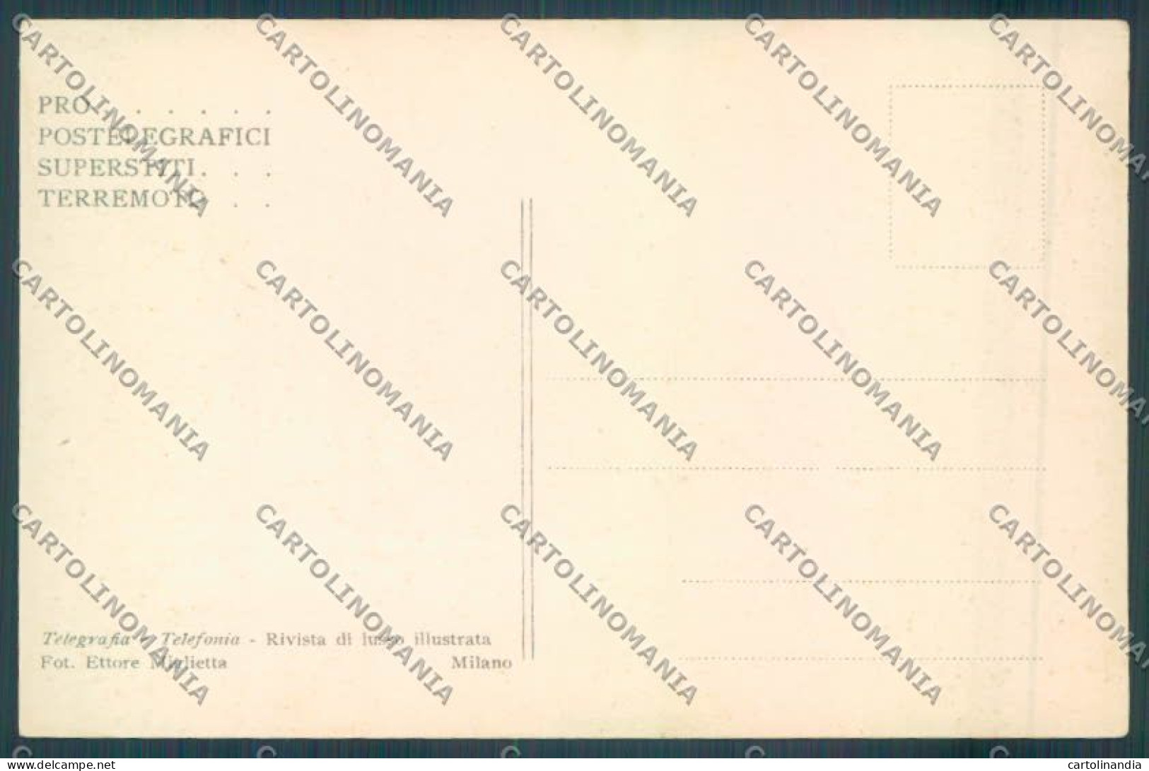 Messina Terremoto Città Poste SCOLLATA IN PARTE Cartolina ZB9903 - Messina