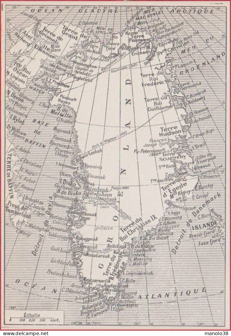 Carte Du Groenland. Larousse 1948. - Historical Documents