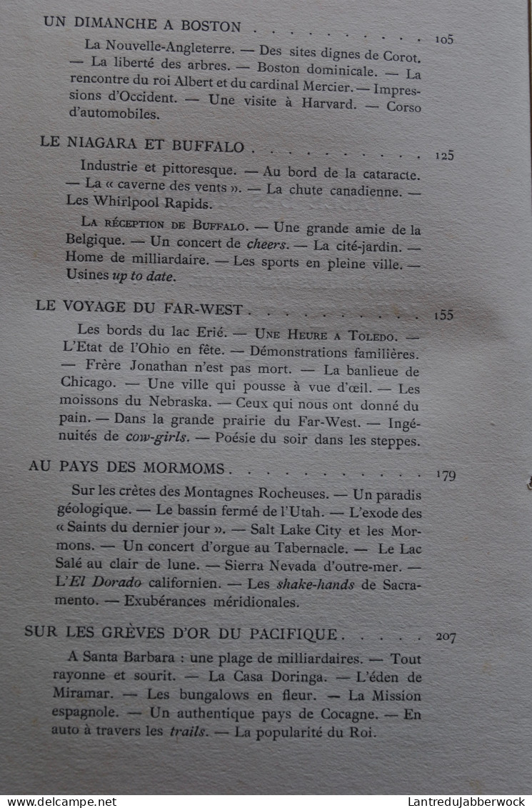 Franz ANSEL Le grand voyage du Roi des Belges aux Etats-Unis d'Amérique 1922 Régionalisme USA Folie Far West Politique 