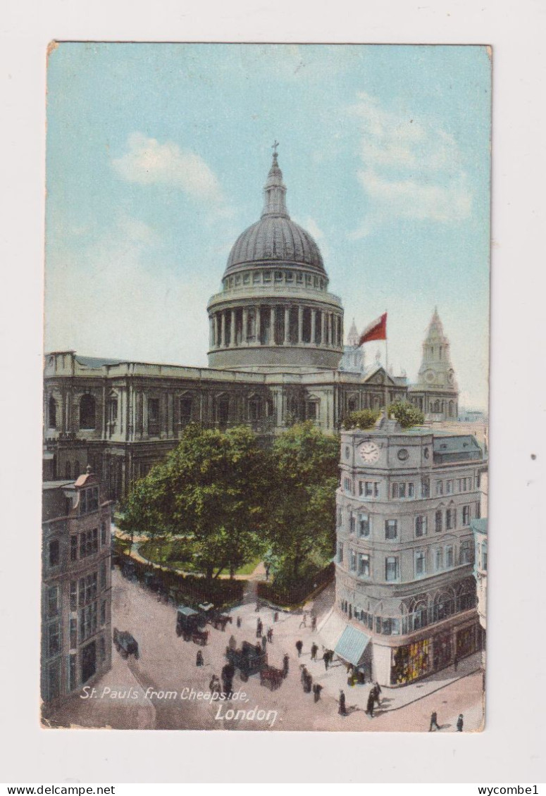 ENGLAND - London St Pauls From Cheapside Used Vintage Postcard As Scans - St. Paul's Cathedral