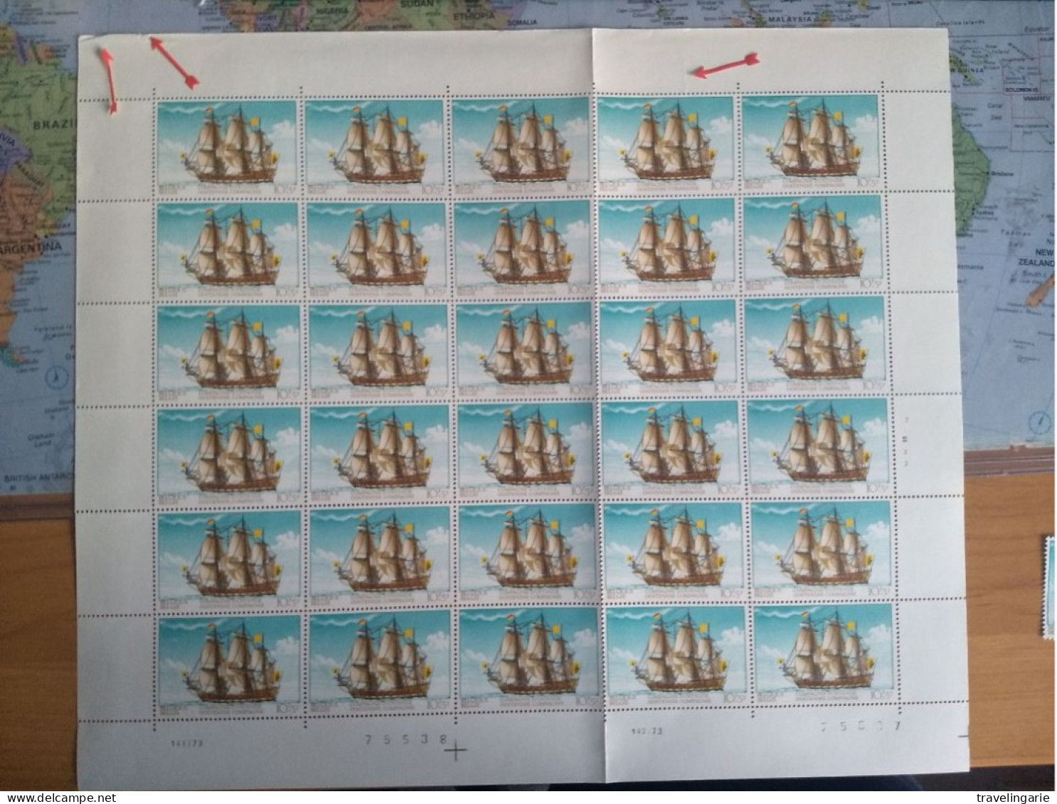 Belgium 1973 Sailing Ship Of The" Ostend Compagnie" Full Sheet With Variety 'flag Detached From Mast" MNH ** - Maritiem