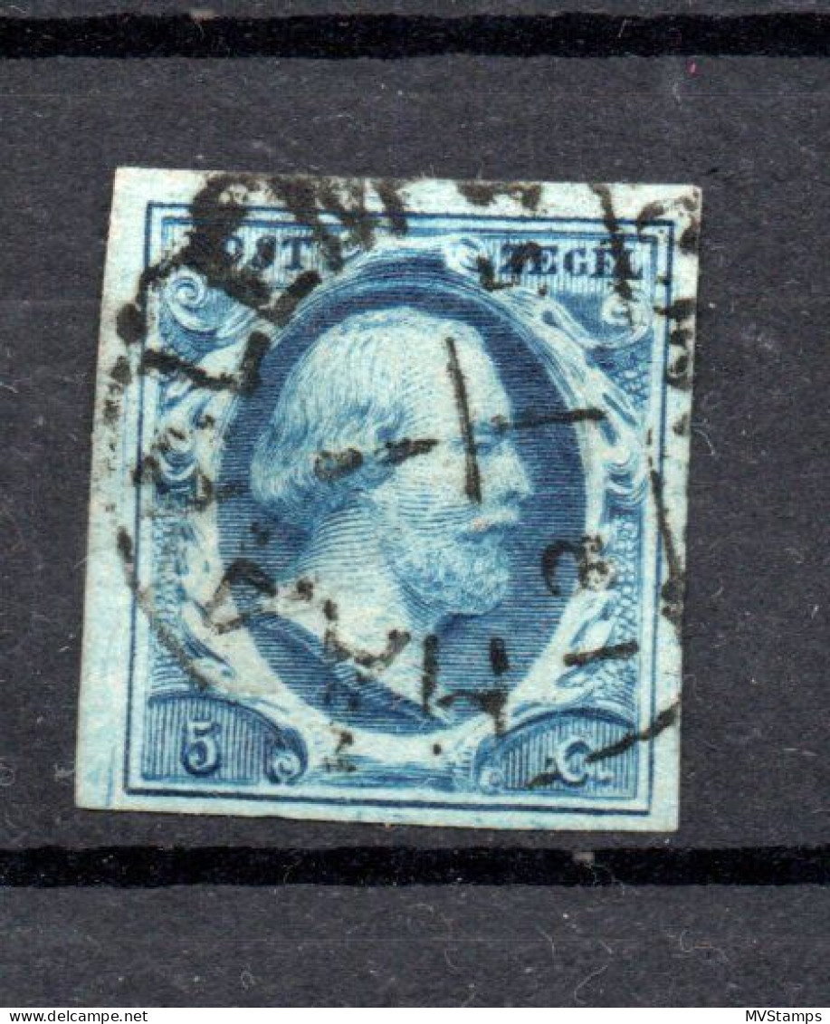 Netherlands 1852 King William Stamp (Michel 1) Nice Used Haarlem 1-1-18.. - Used Stamps