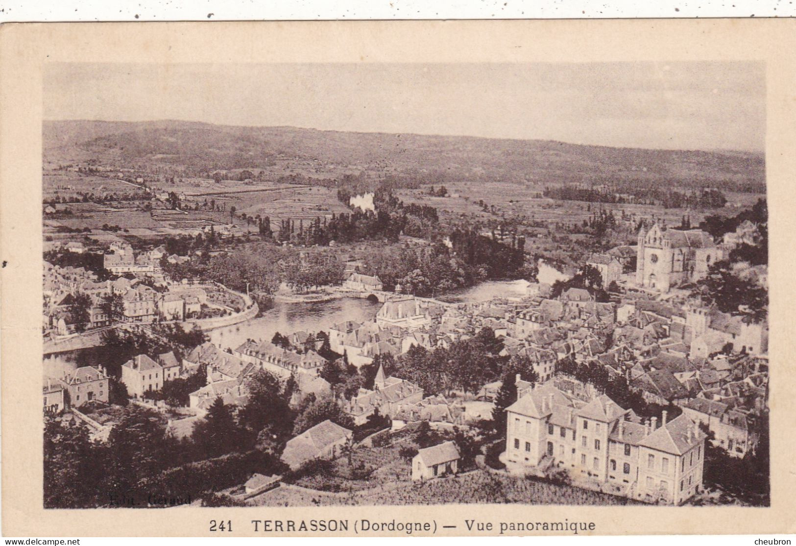24. TERRASSON .CPA..  VUE AERIENNE. VUE PANORAMIue; + TEXTE ANNEE 1937 - Terrasson-la-Villedieu
