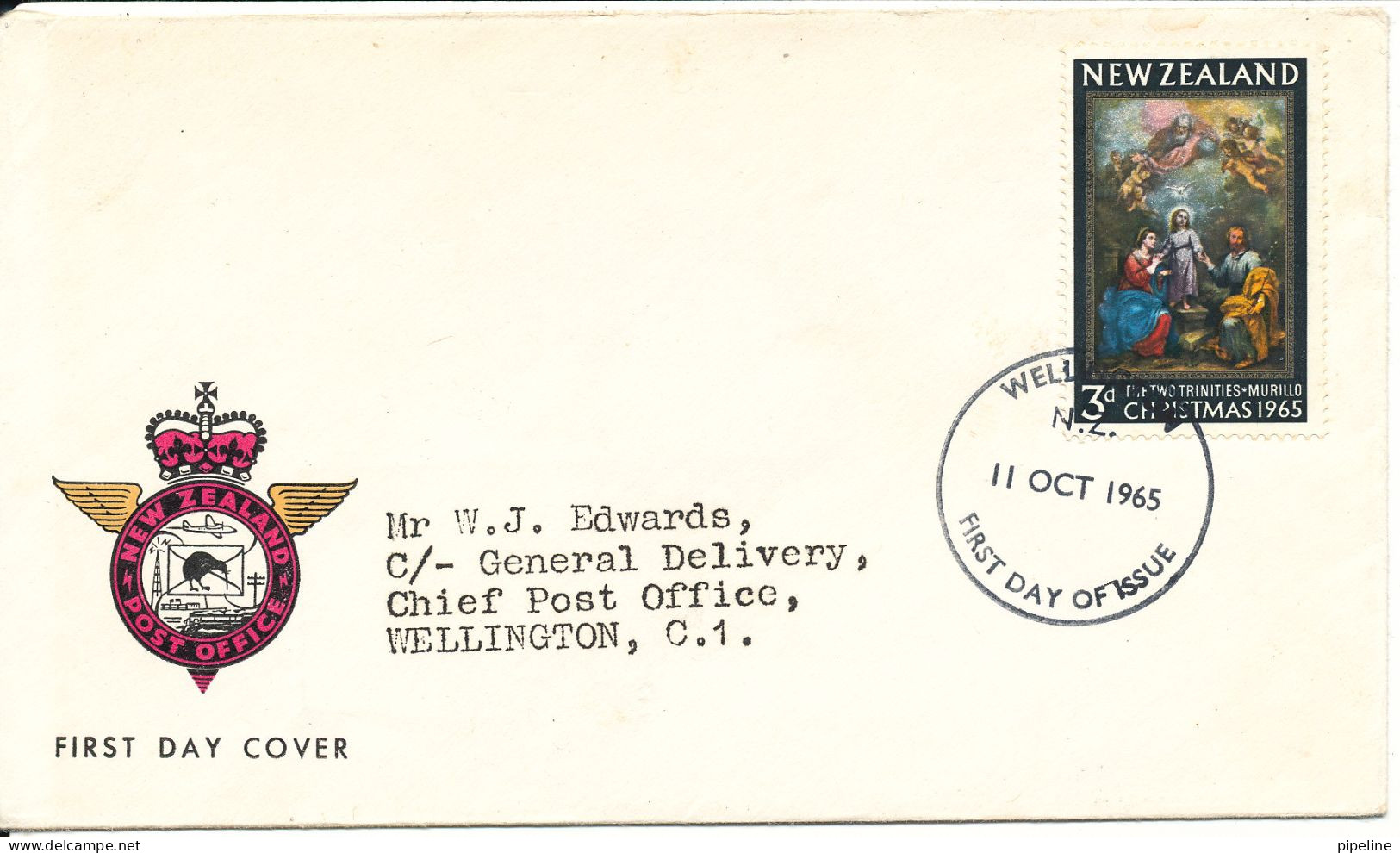 New Zealand FDC 11-10-1965 Christmas With Cachet - FDC