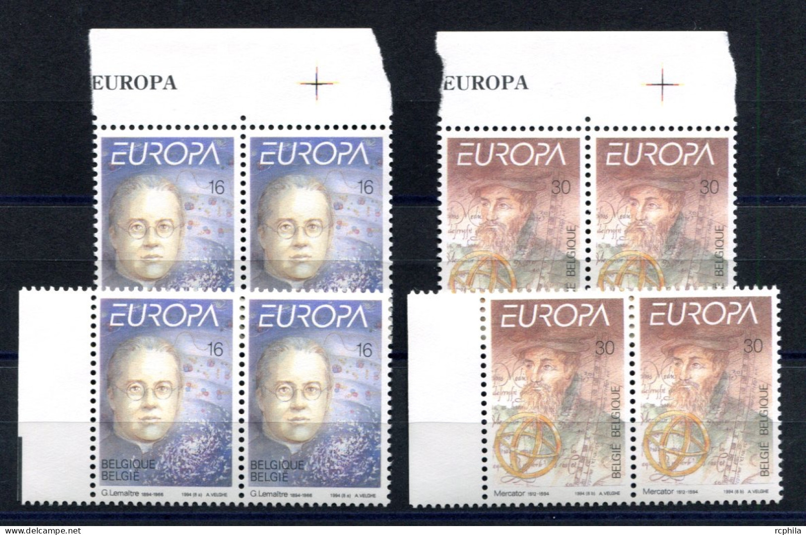 RC 27537 BELGIQUE COTE 18€ N° 2551 / 2552 X 4 Ex EUROPA 1994 L'EUROPE ET LES DECOUVERTES NEUF ** MNH TB - 1994