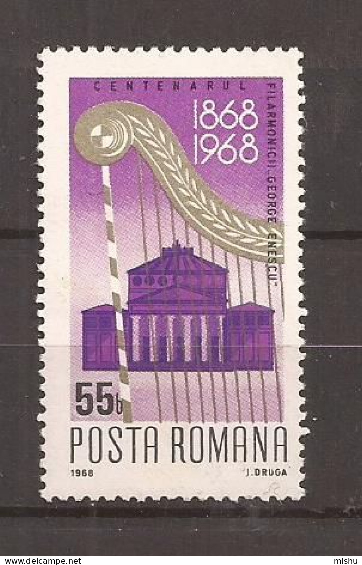 Romania-1968 - 100 DE ANI DE EXISTENTA A FILARMONICII DE STAT ''G ENESCU ,nestampilat - Ungebraucht