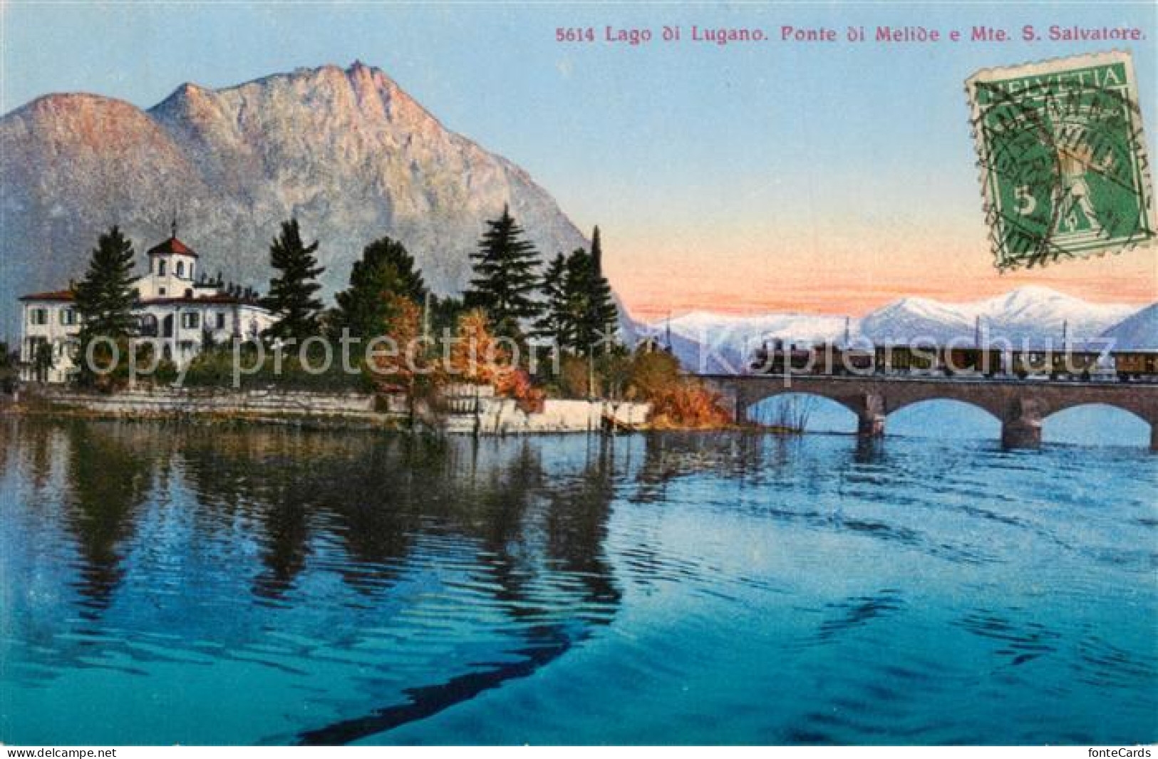 13800370 Melide Lago Di Lugano Ponte E Monte San Salvatore Melide Lago Di Lugano - Autres & Non Classés