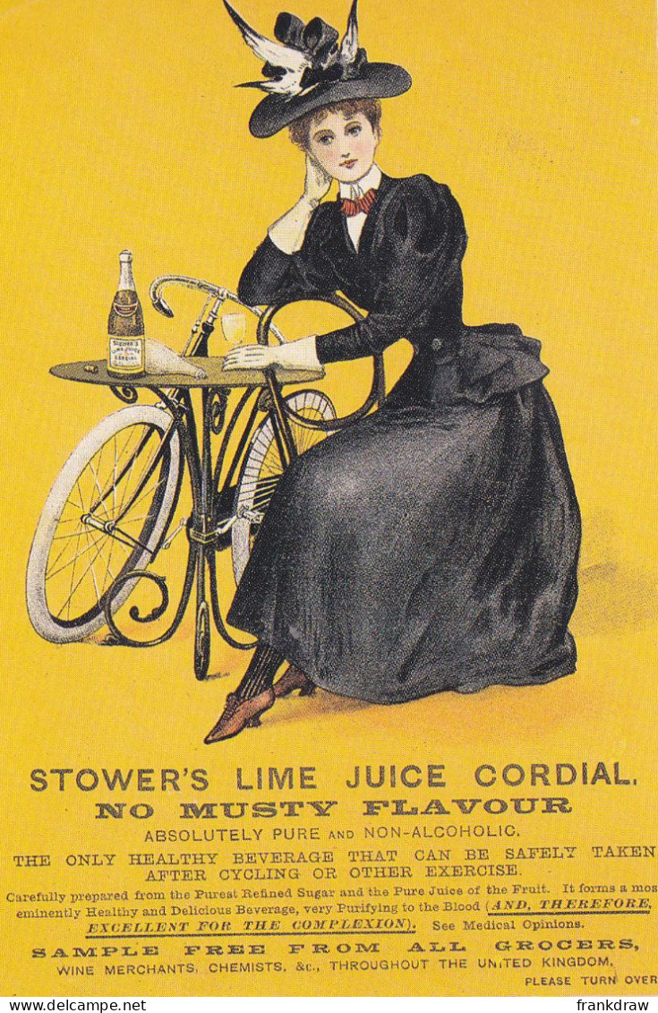 Nostalgia Postcard - Advert, Stower's :ime Juice Cordial  - VG - Ohne Zuordnung