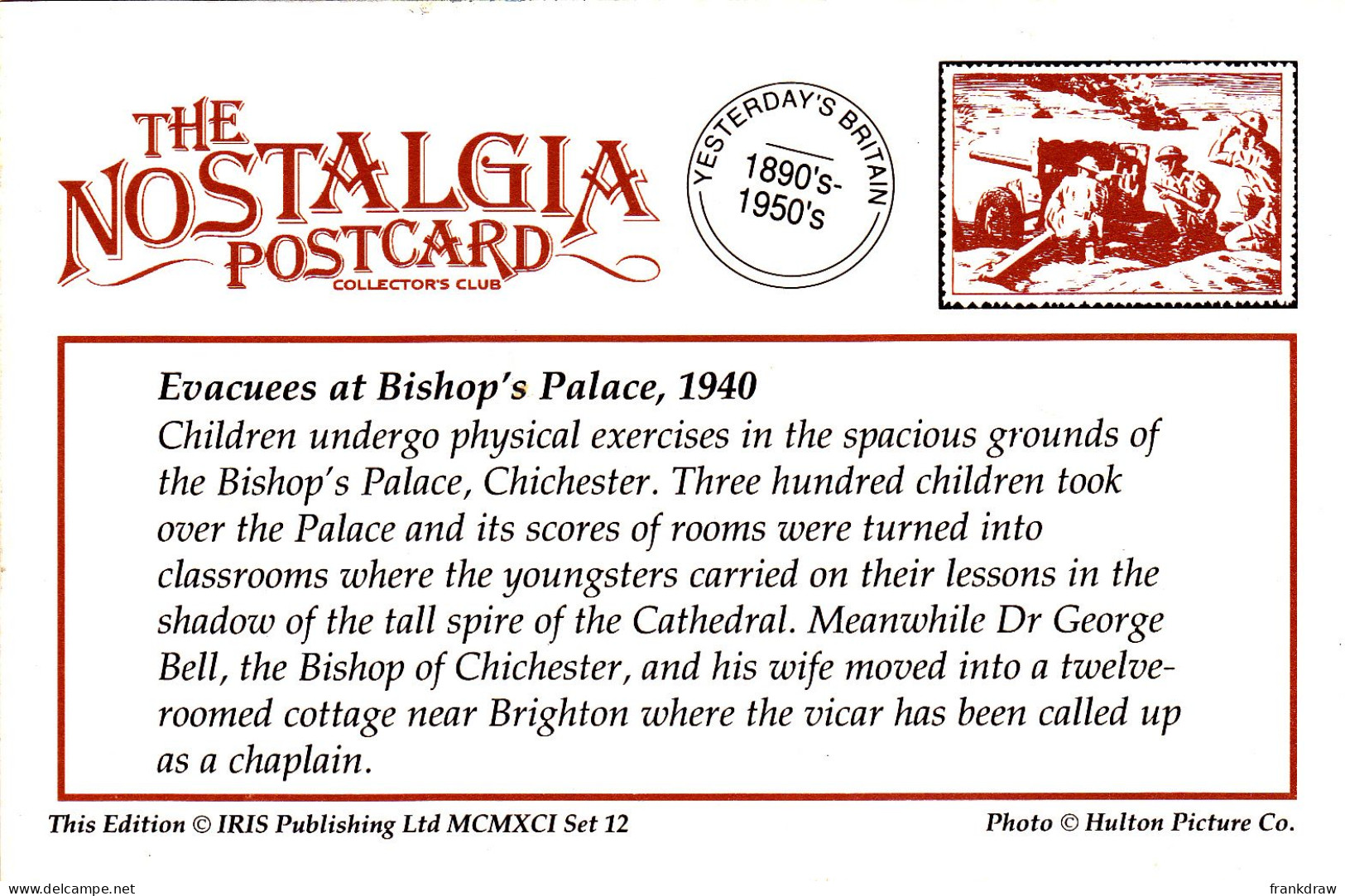 Nostalgia Postcard - Evacuees At Bishop's Palace, 1940  - VG - Sin Clasificación