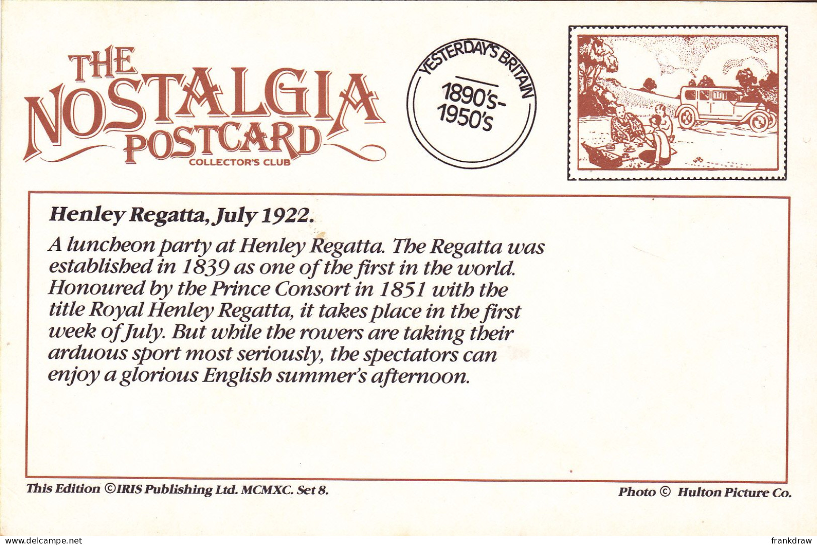 Nostalgia Postcard - Henley Regatta, July 1922  - VG - Unclassified