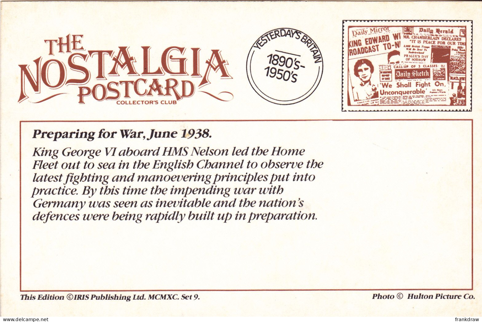 Nostalgia Postcard - Preparing For War, June 1938  - VG - Unclassified