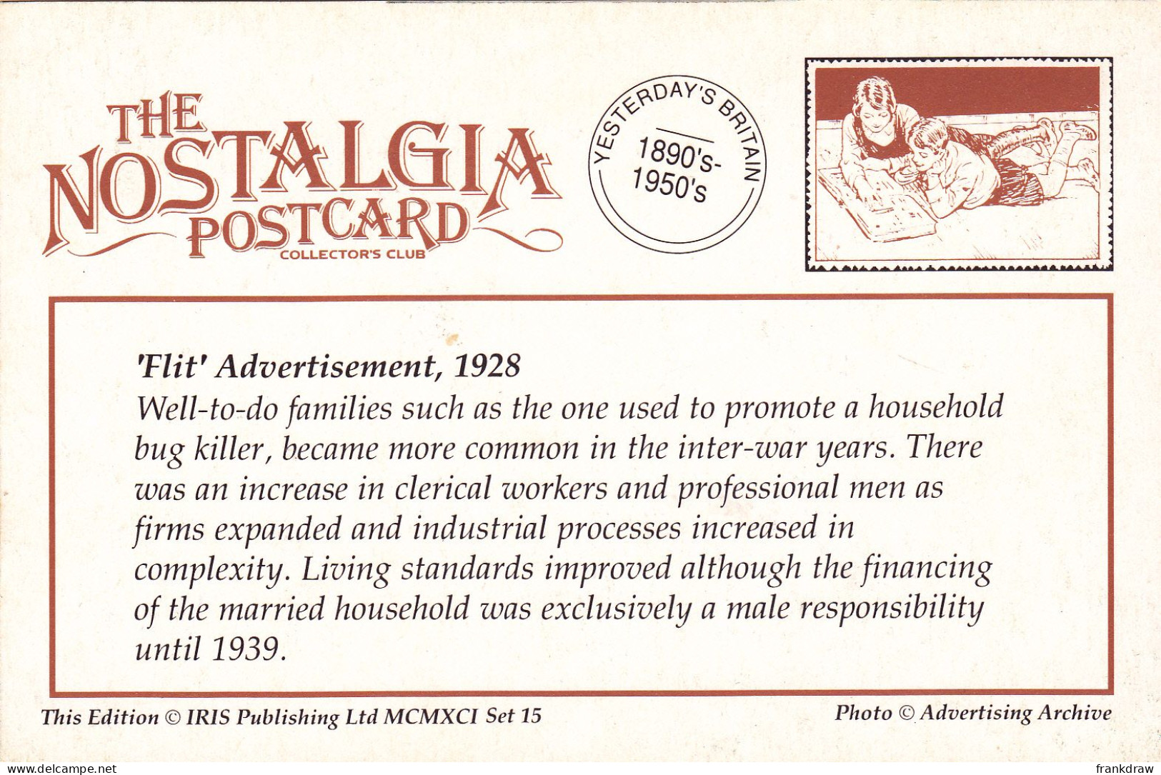 Nostalgia Postcard - 'Flit' Advertisement, 1928  - VG - Unclassified