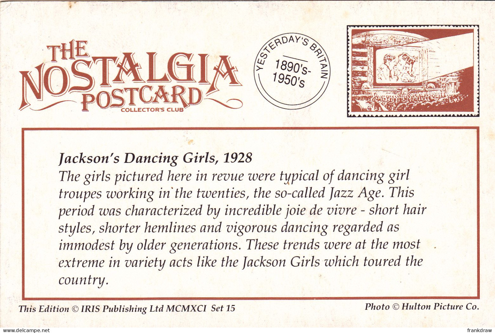 Nostalgia Postcard - Jackson's Dancing Girls, 1928  - VG - Unclassified