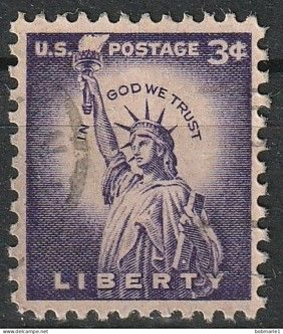 Timbre Oblitéré États Unis, Statue De La Liberté, "In God We Trust" 1954 N° 581 - 2a. 1941-1960 Afgestempeld