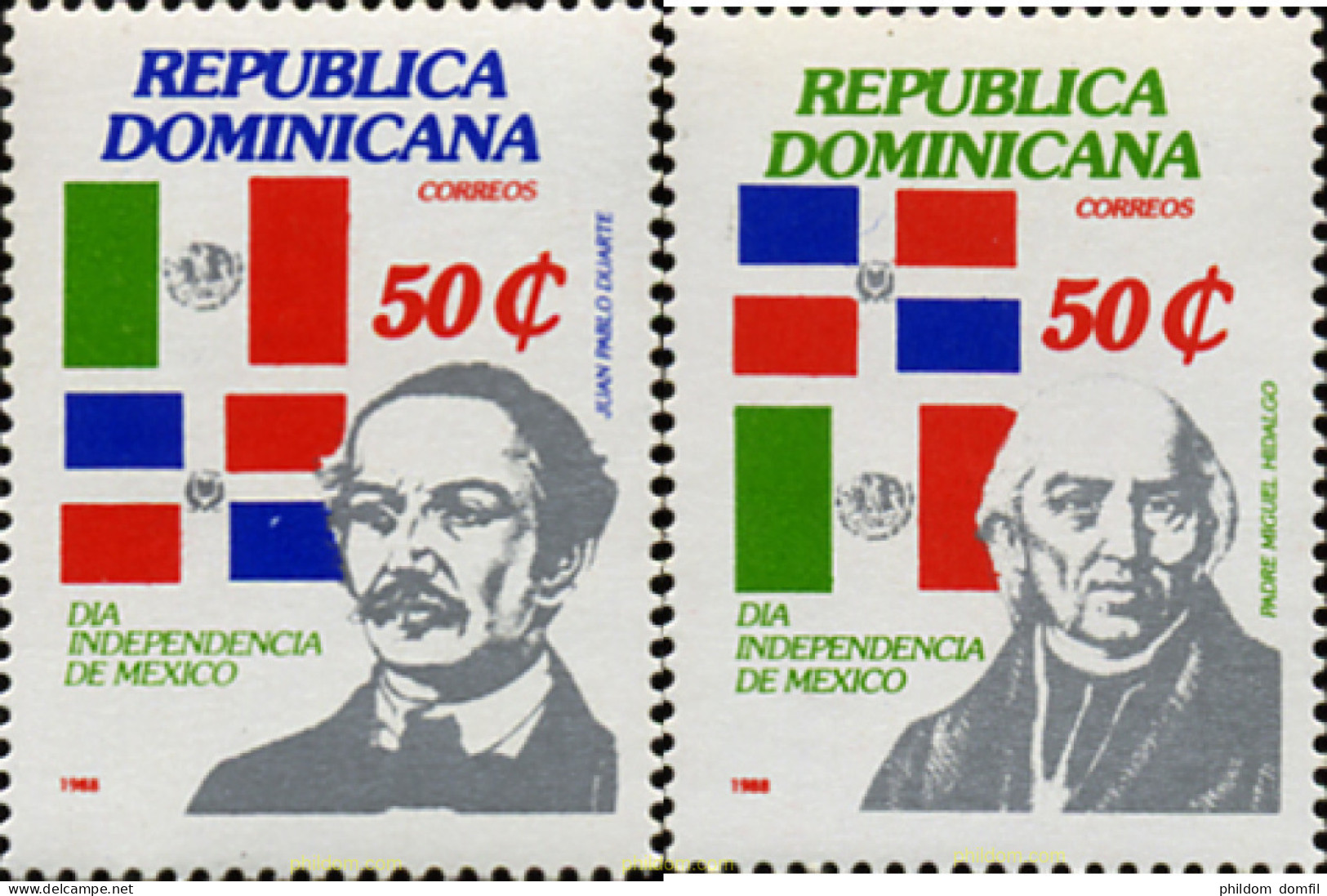 308115 MNH DOMINICANA 1988 DIA DE LA INDEPENDENCIA DE MEXICO - Repubblica Domenicana