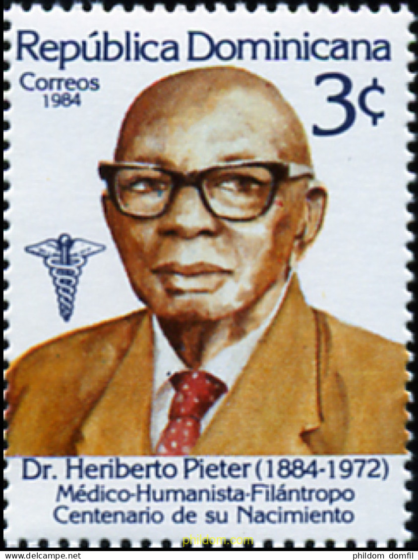 308070 MNH DOMINICANA 1984 CENTENARIO DEL NACIMIENTO DE HERIBERTO PIETER - MEDICO HUMANISTA - Dominicaanse Republiek