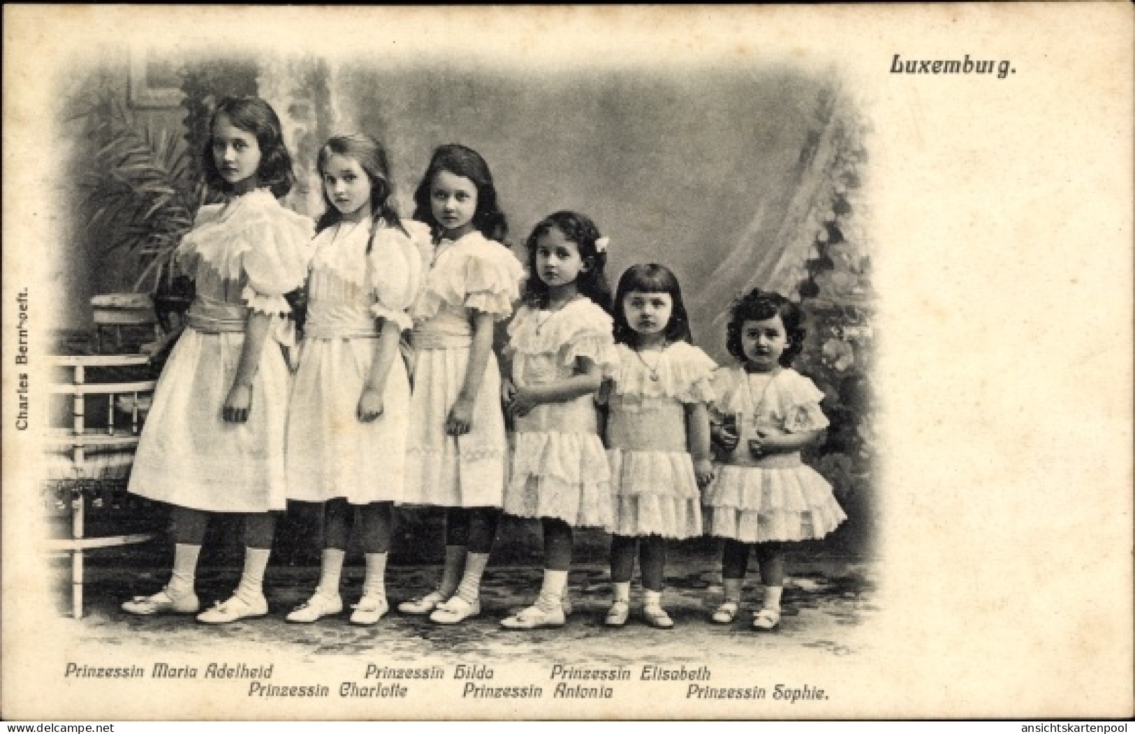 CPA Adel Luxemburg, Prinzessinnen Maria Adelheid, Charlotte, Hilda, Antonia, Sophie - Königshäuser