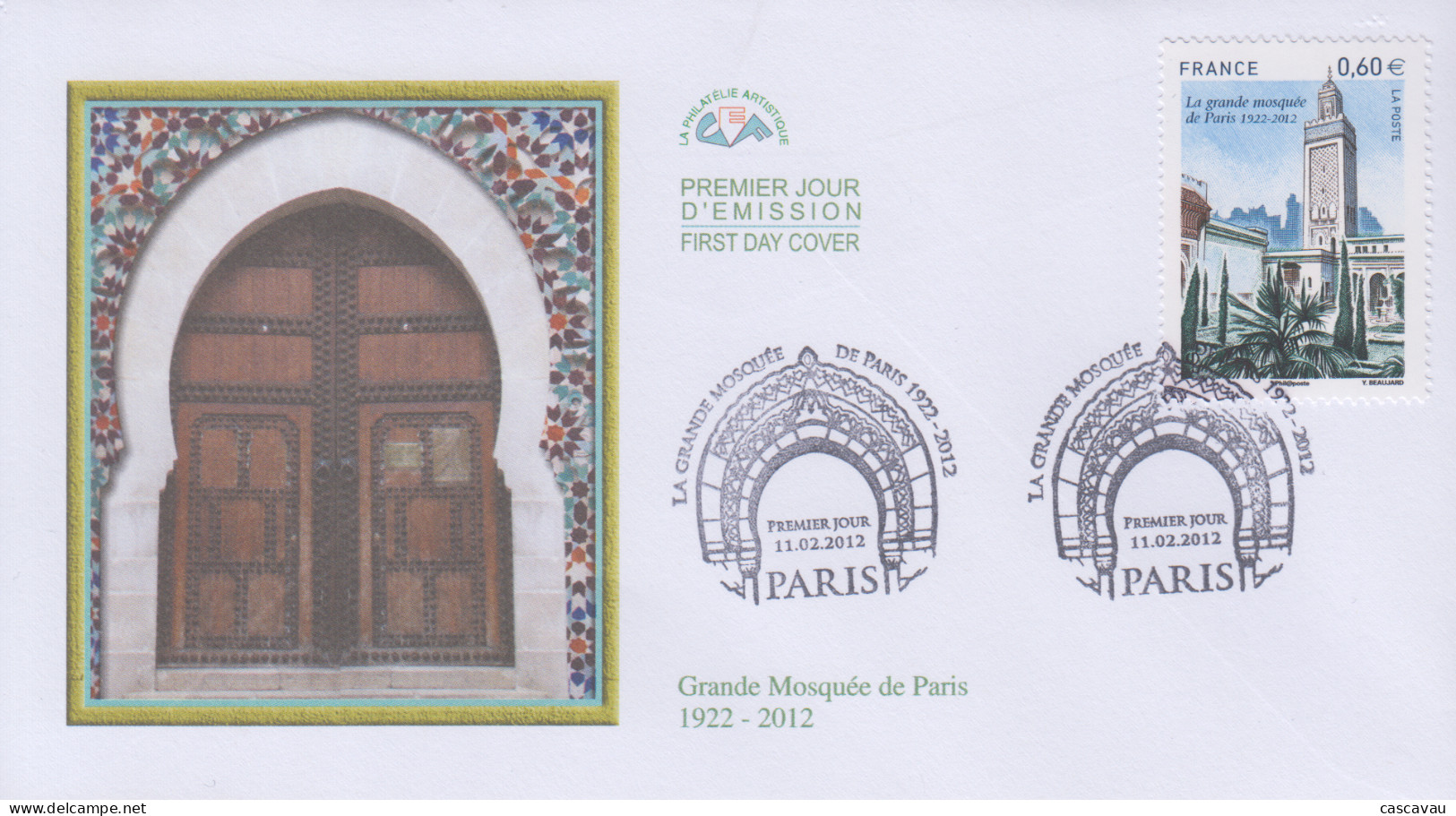 Enveloppe  FDC  1er  Jour    FRANCE   Grande  Mosquée  De   PARIS   2012 - 2010-2019