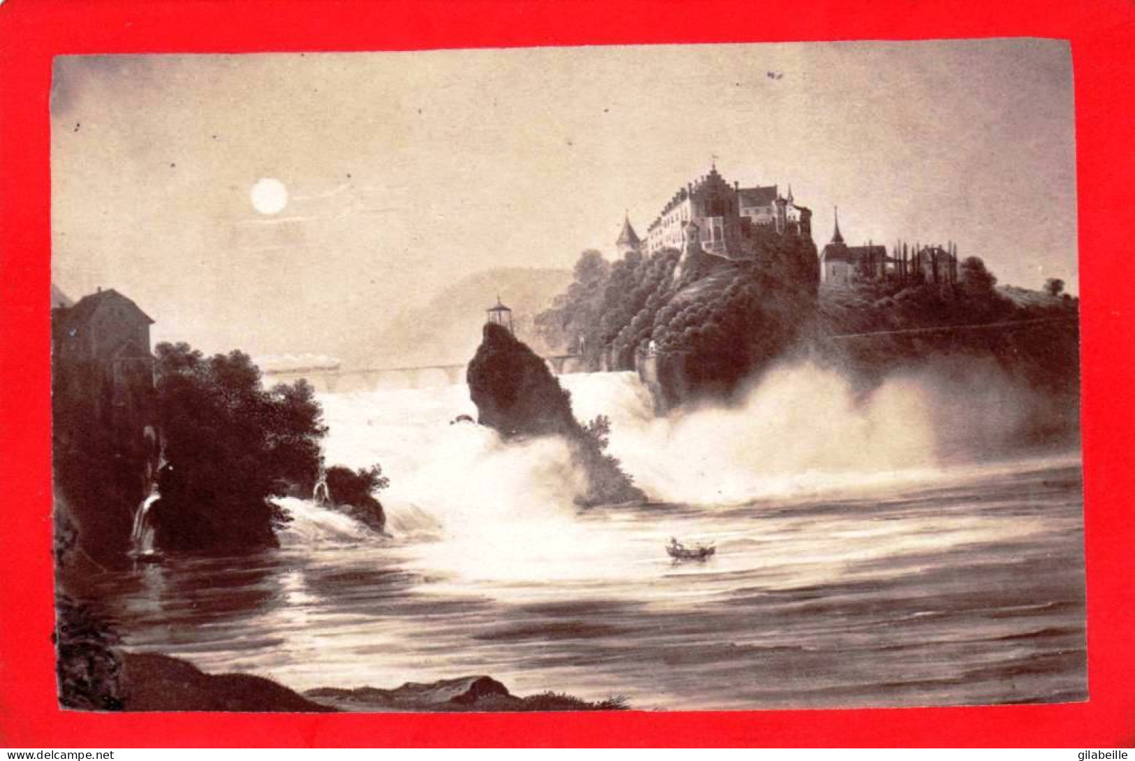 Suisse - PHOTO - FOTO ALBUMINE-  Chute Du Rhin A SCHAFFHOUSE Avec L'hotel Schweizerhof - Oud (voor 1900)