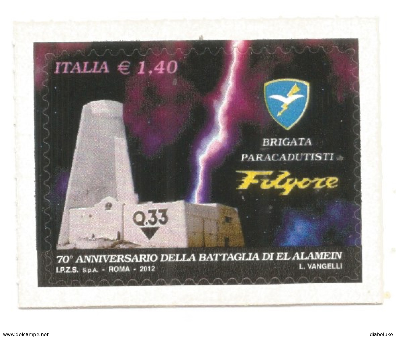 (REPUBBLICA ITALIANA) 2012, BATTAGLIA DI EL ALAMEIN, BRIGATA PARACADUTISTI FOLGORE - Francobollo Nuovo MNH - 2011-20: Mint/hinged