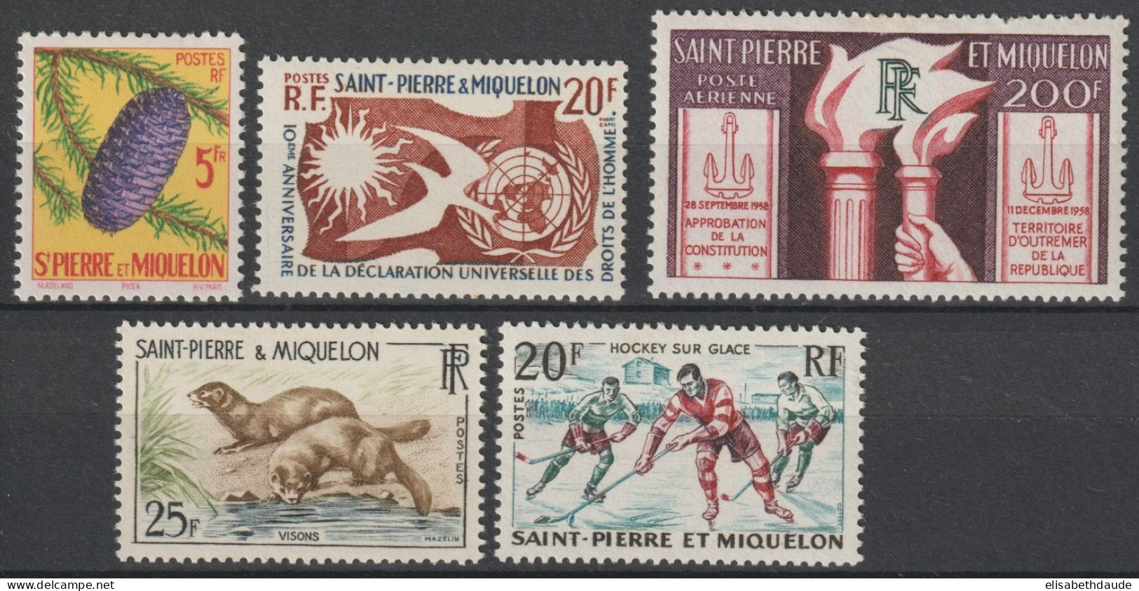1958/1959 - SPM - ANNEES COMPLETES AVEC POSTE AERIENNE * MH - COTE = 37.5 EUR. - Full Years