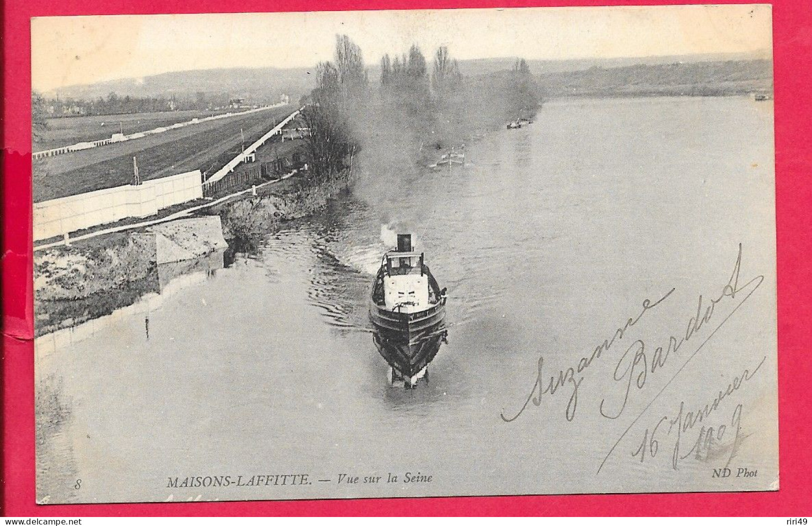 Cpa 78 Maisons-Laffitte, Vue SUR LA SEINE, Bateau, Péniche, Voyagée 1909, Nd Photo - Maisons-Laffitte