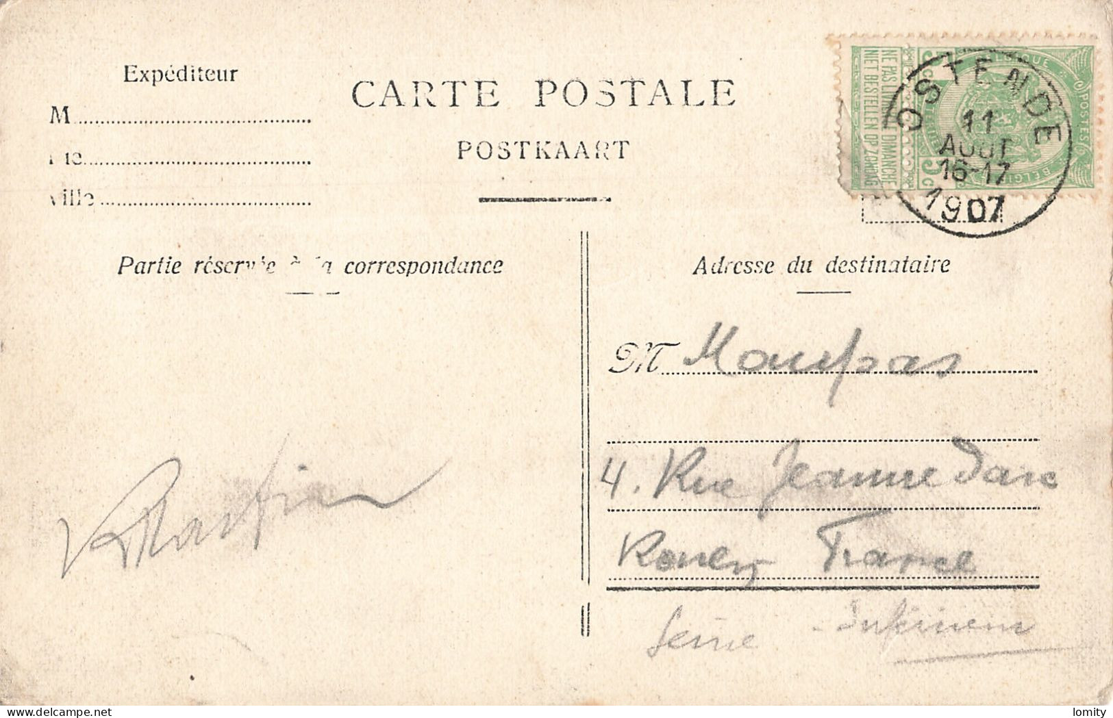 Belgique Oostende Ostende Entrée De Kursaal CPA Cachet 1907 - Oostende