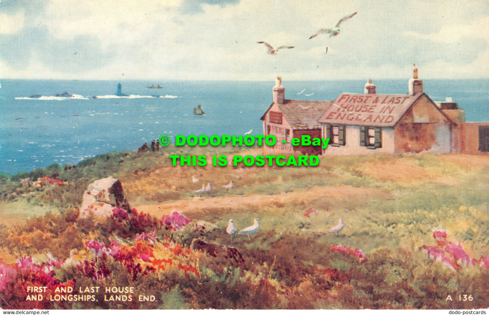 R507314 Lands End. First And Last House And Longships. Valentine. Art Colour. Br - Welt