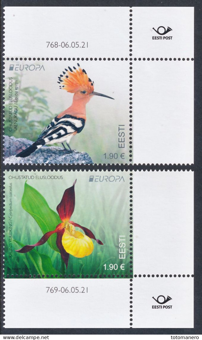 ESTONIA/Estland EESTI EUROPA 2021 "Endangered National Wildlife" Set Of 2v** - 2021