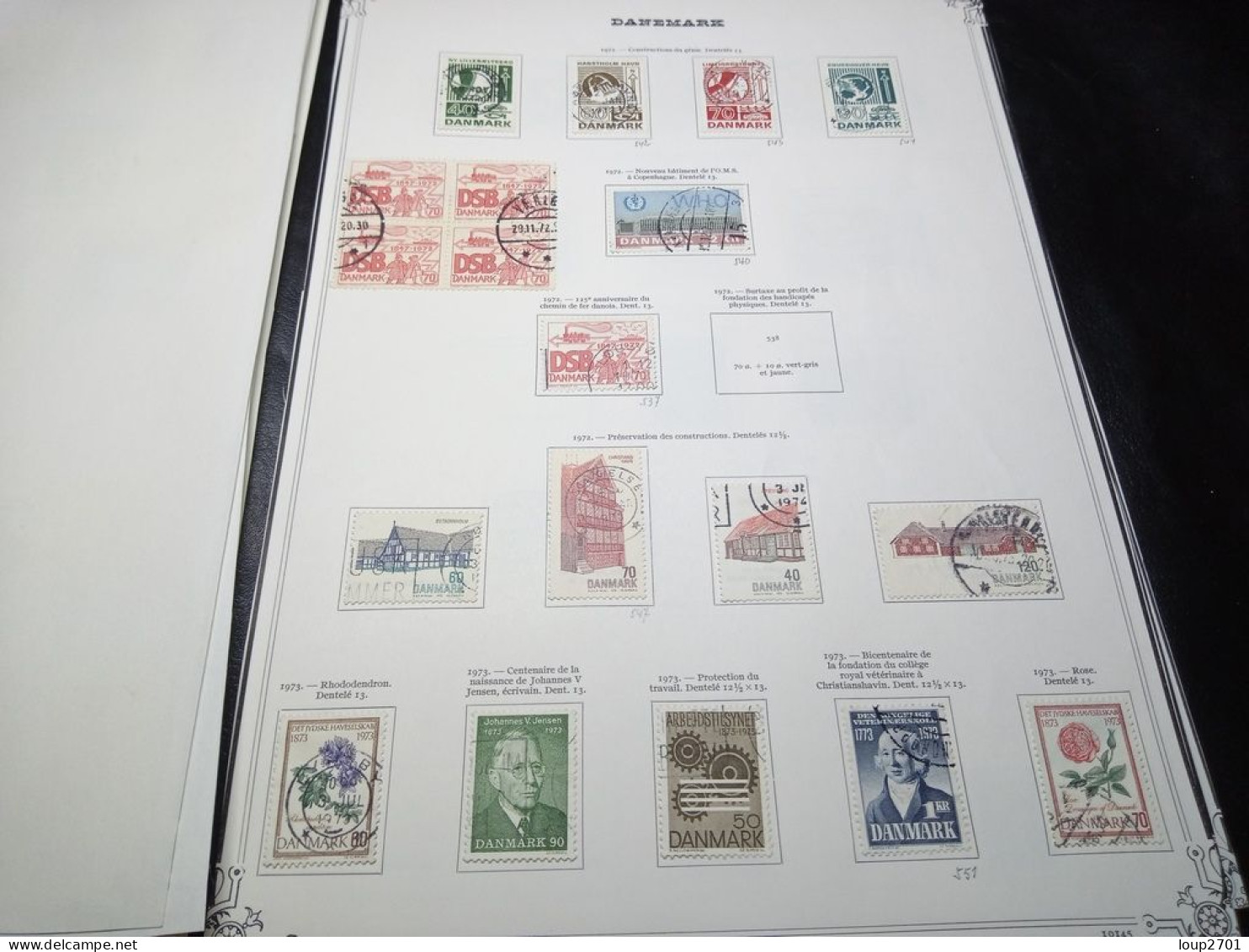 DM934 BEAU LOT FEUILLES DANEMARK N / O A TRIER COTE++ DEPART 10€