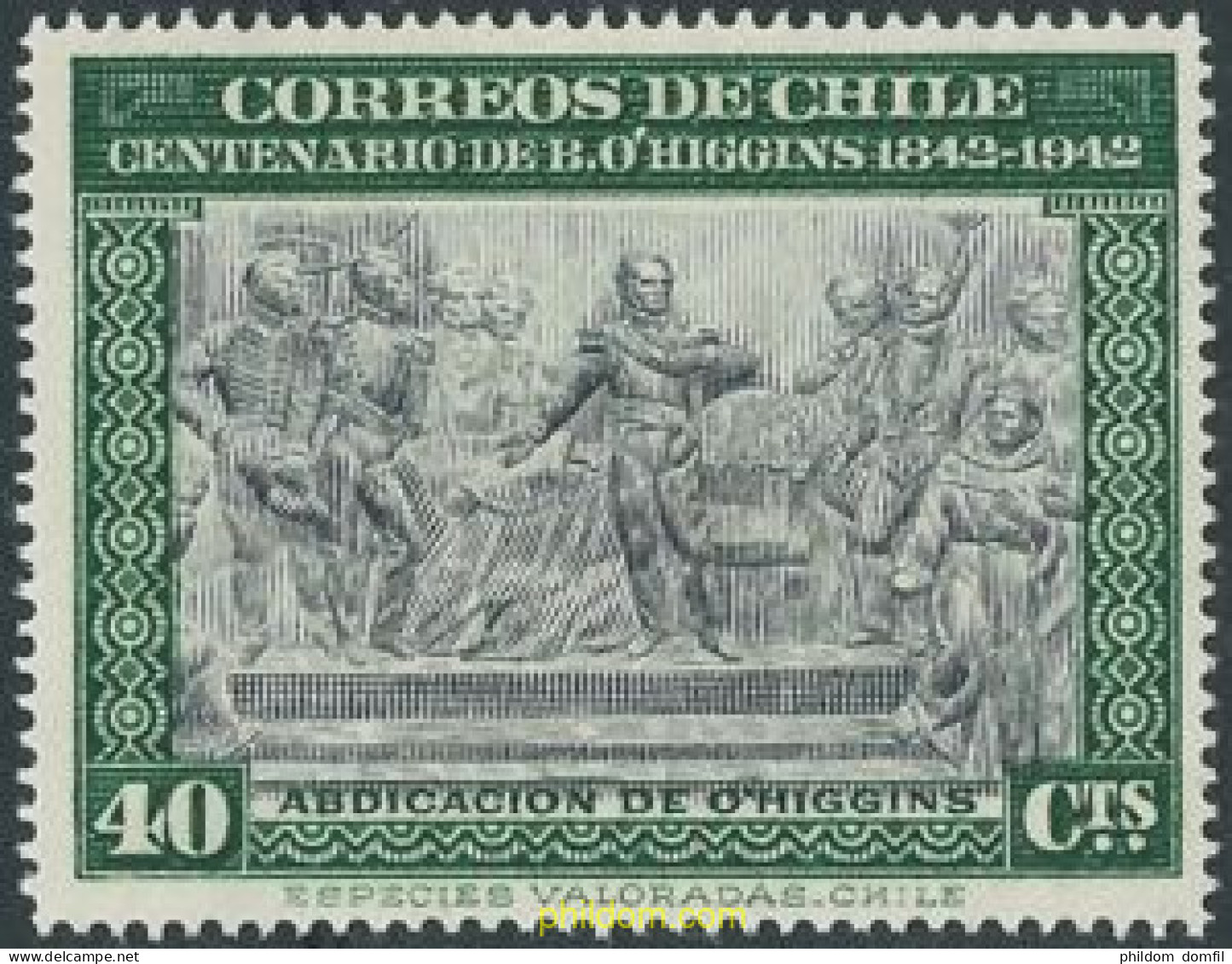 729978 MNH CHILE 1942 CENTENARIO DEL FALLECIMIENTO DE BERNARDO O'HIGGINS - Chile