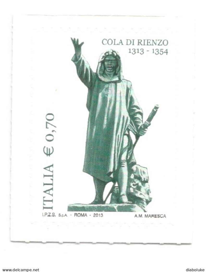 (REPUBBLICA ITALIANA) 2013, COLA DI RIENZO - Francobollo Nuovo MNH - 2011-20: Mint/hinged
