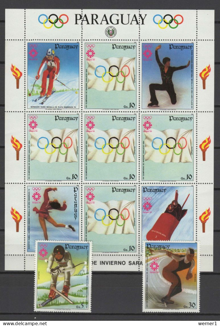 Paraguay 1984 Olympic Games Sarajevo Sheetlet + 2 Stamps MNH - Hiver 1984: Sarajevo