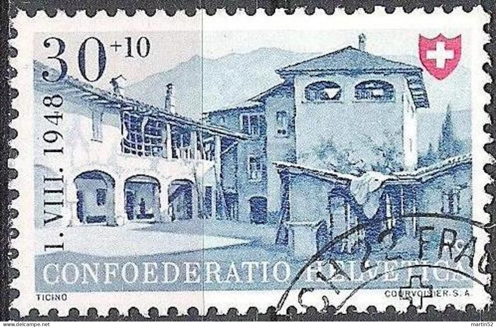 Schweiz Suisse Svizzera Pro Patria 1948: "Ticino Tessin" Zu WII41 Mi 511 Yv 460 ⊙ ZÜRICH 22 FRAUMÜNSTER (Zu CHF 13.00) - Usados