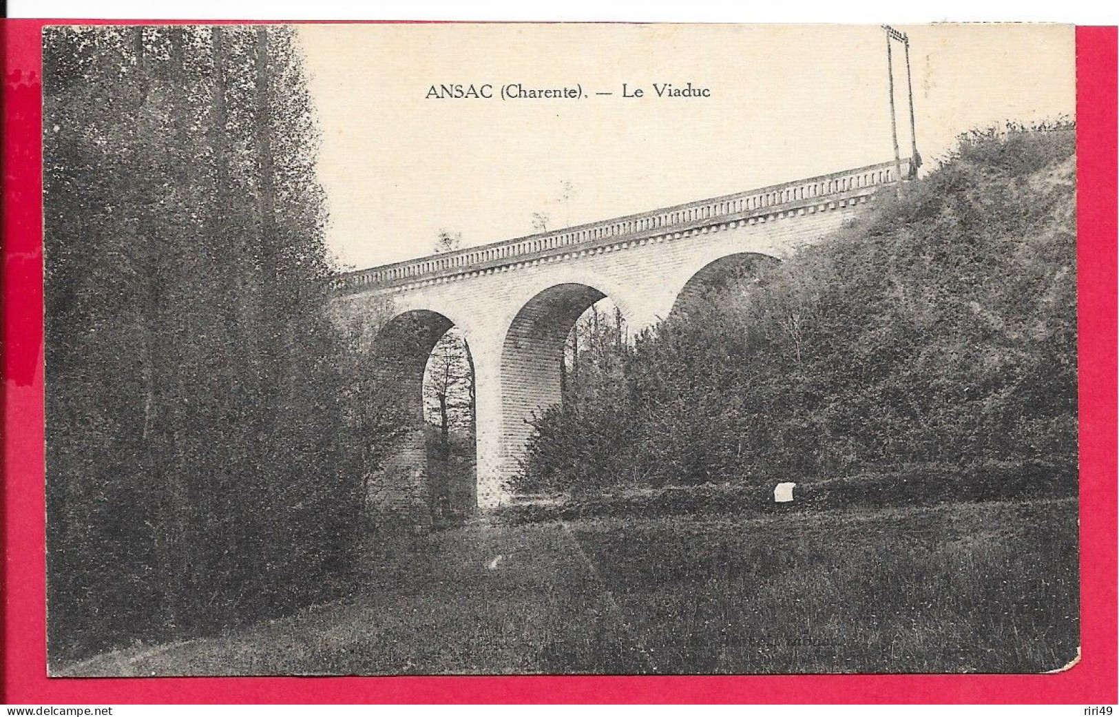 Cpa 16 ANSAC Le Viaduc Voyagée En 1929, Dos Divisé, Pont, Voir Scanne - Autres & Non Classés