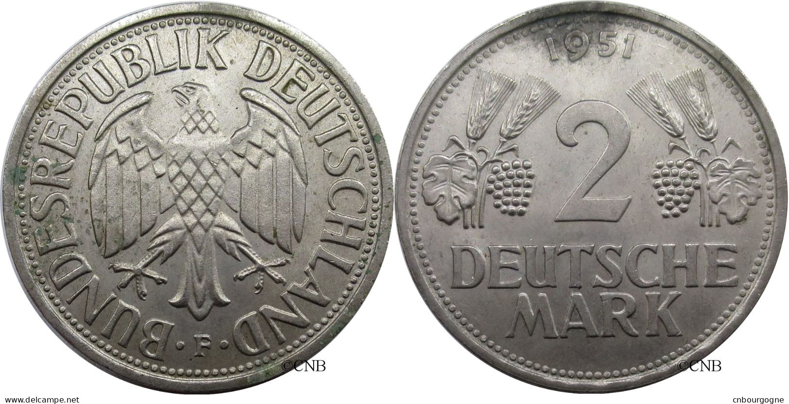 Allemagne - RFA - 2 Deutsche Mark 1951 F - SUP/AU58 ! - Mon3899 - 2 Mark