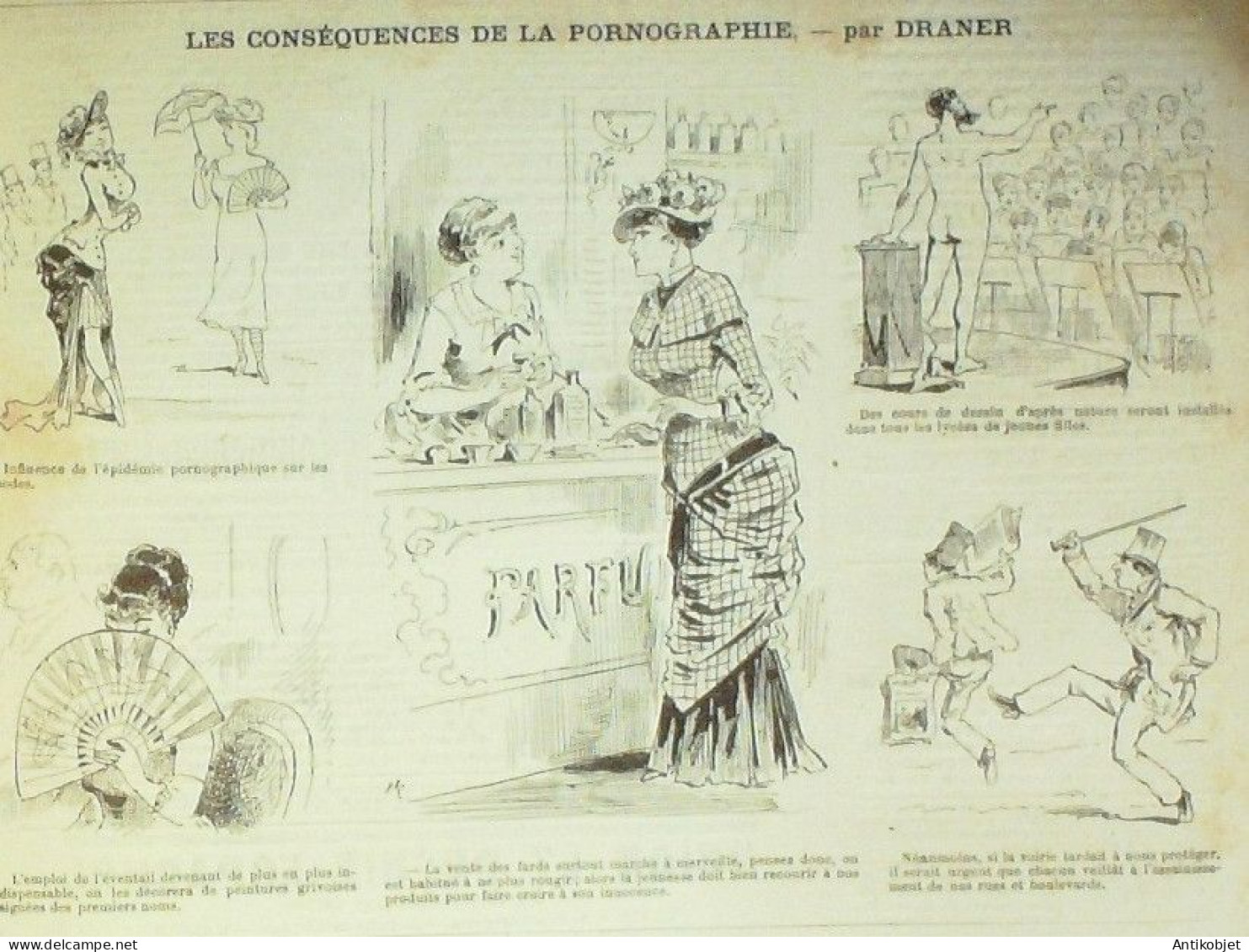 La Caricature 1882 N°123 Epidémie De Pornographie Robida Draner - Revistas - Antes 1900