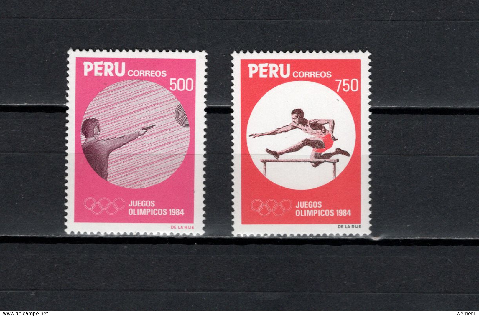 Peru 1984 Olympic Games Los Angeles, Shooting, Athletics Set Of 2 MNH - Verano 1984: Los Angeles