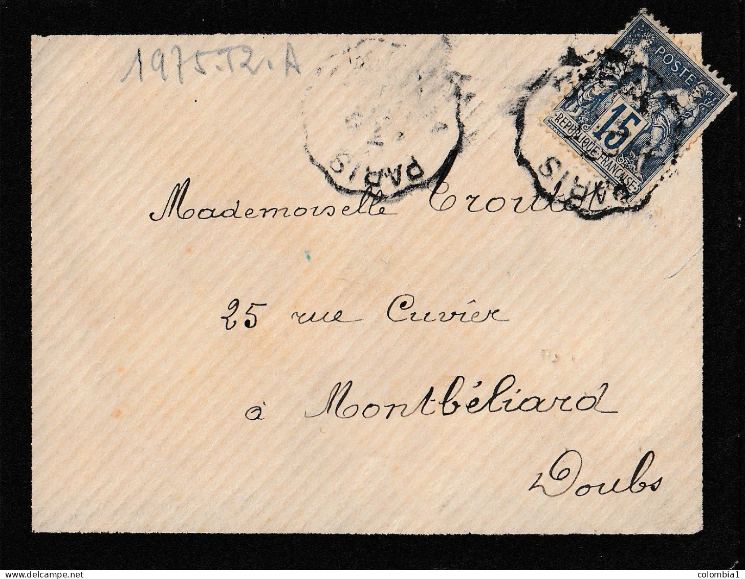 Lettre Cachet AMBULANT De PARIS à MONTBELIARD - 1898-1900 Sage (Tipo III)