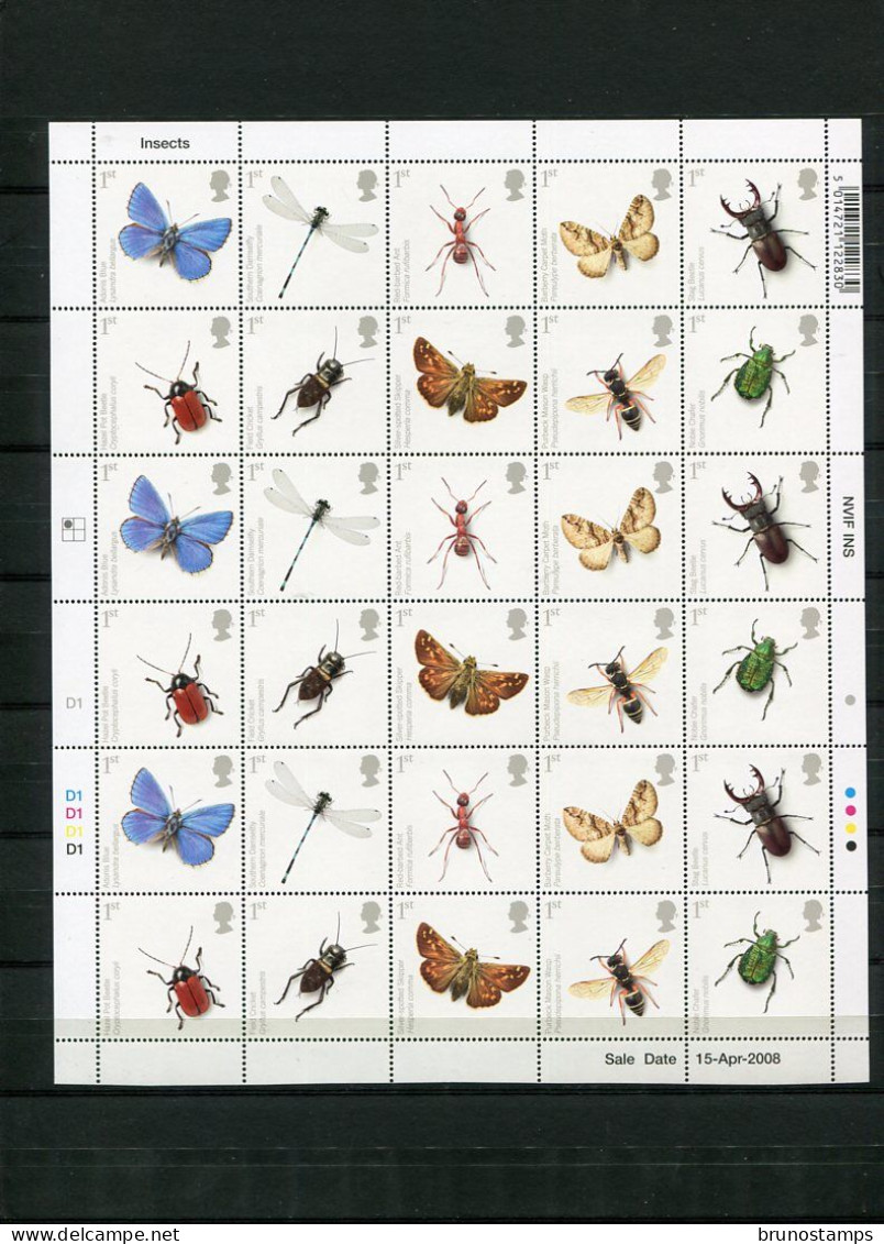 GREAT BRITAIN - 2008  INSECTS  SHEETLET   MINT NH - Blocks & Kleinbögen