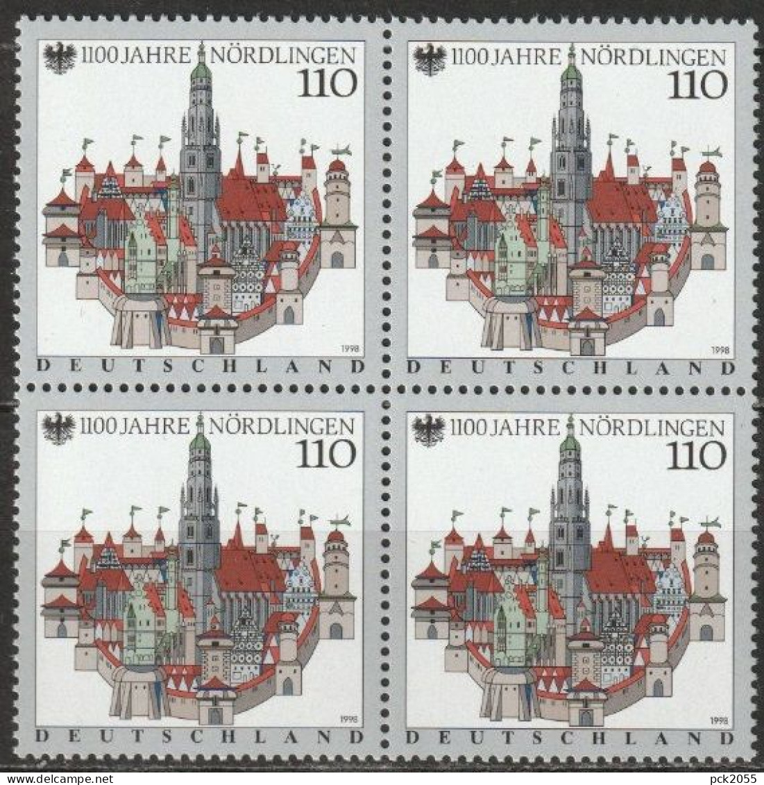 BRD 1998 MiNr.1965 4er Block ** Postfrisch 1100 Jahre Nördlingen ( B 2857 ) - Ungebraucht