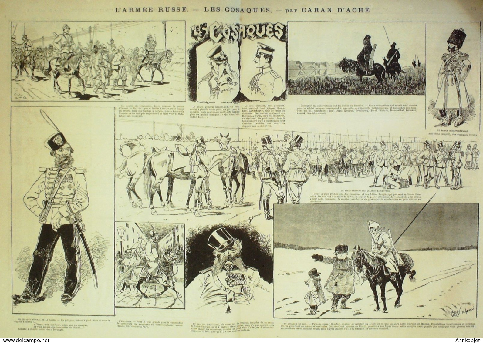 La Caricature 1882 N°124 Armée Russe Cosaques Caran D'Ache Robida Trock - Magazines - Before 1900