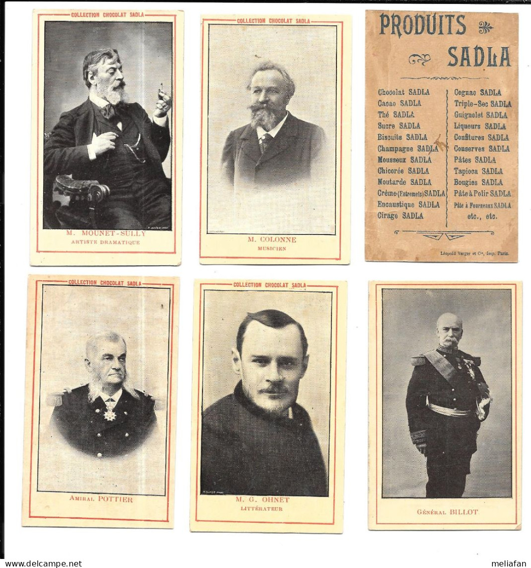 AR93 - CHROMOS CHOCOLAT SADLA - EDOURAD COLONNE - AMIRAL POTTIER - MOUNET SULLY - GENERAL BILLOT - GEORGES OHNET - Other & Unclassified