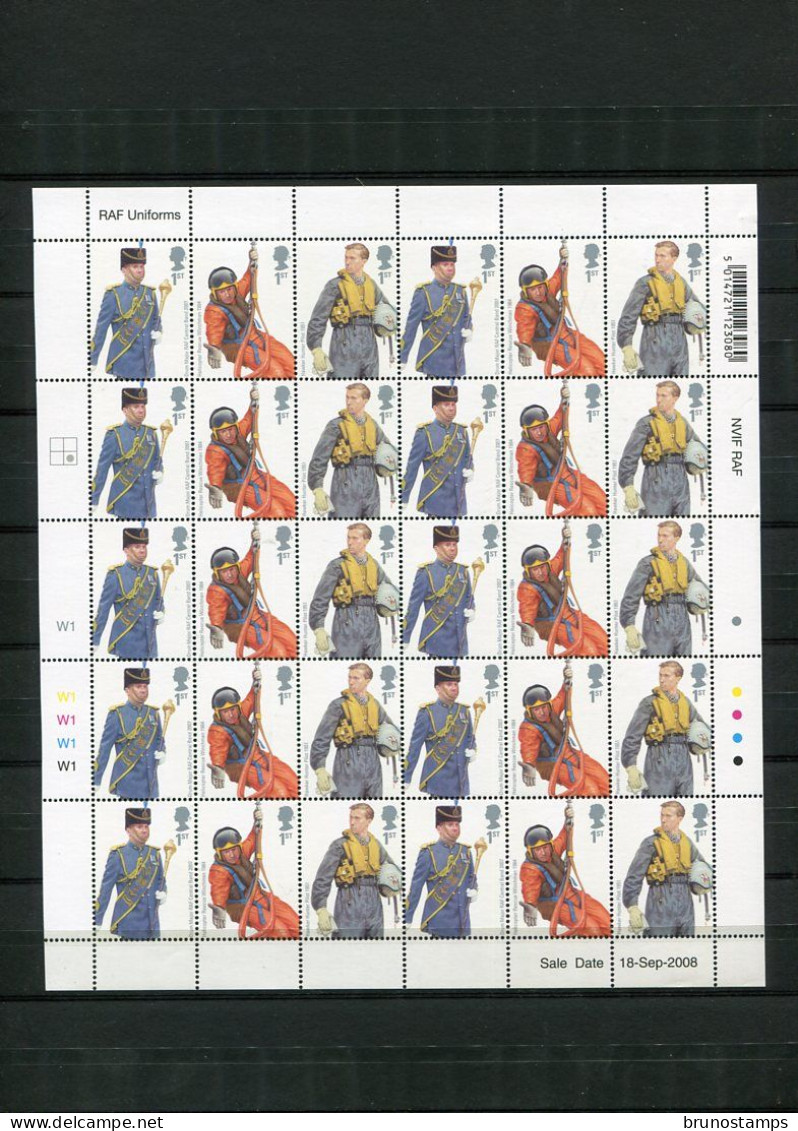 GREAT BRITAIN - 2008  RAF UNIFORMS  TWO  SHEETLETS   MINT NH - Blocchi & Foglietti